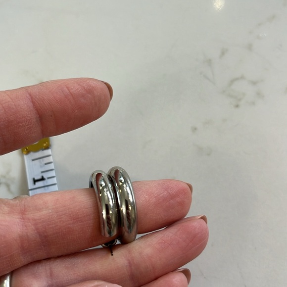 Statement Silver hoop Huggies earrings - Picture 4 of 4